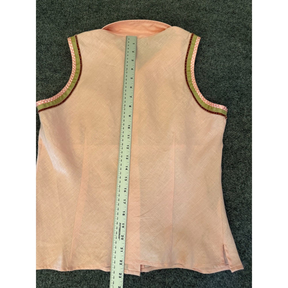 Edward Irish Linen Shirt Womens XL‎ Pink Sleeveless Button Down Quiet Luxury - Picture 9 of 11